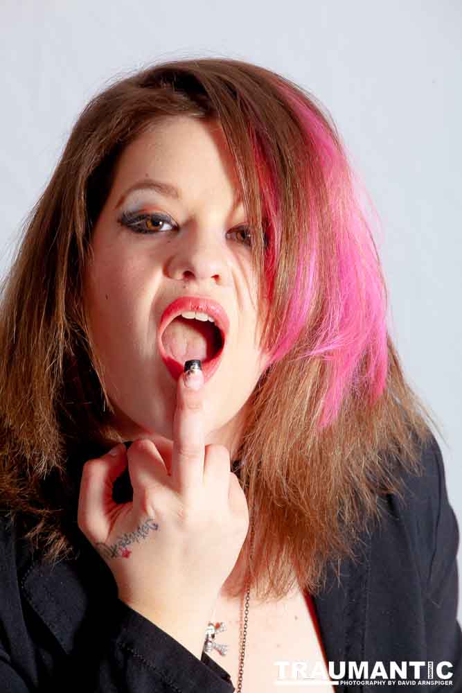 Sarah hosts a weekly heavy metal show and needed some promotional shots.