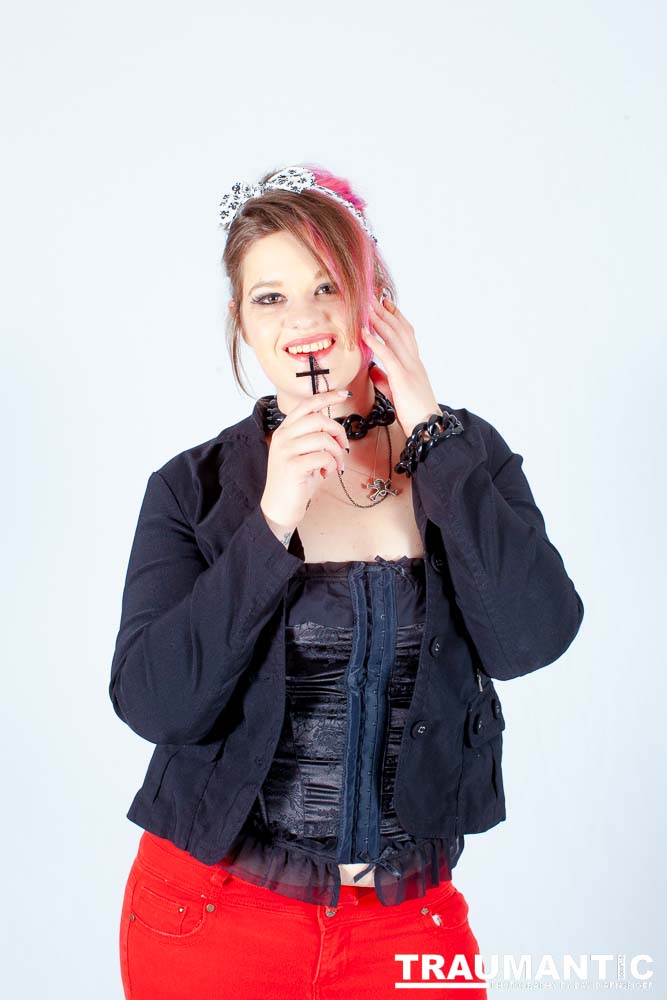 Sarah hosts a weekly heavy metal show and needed some promotional shots.