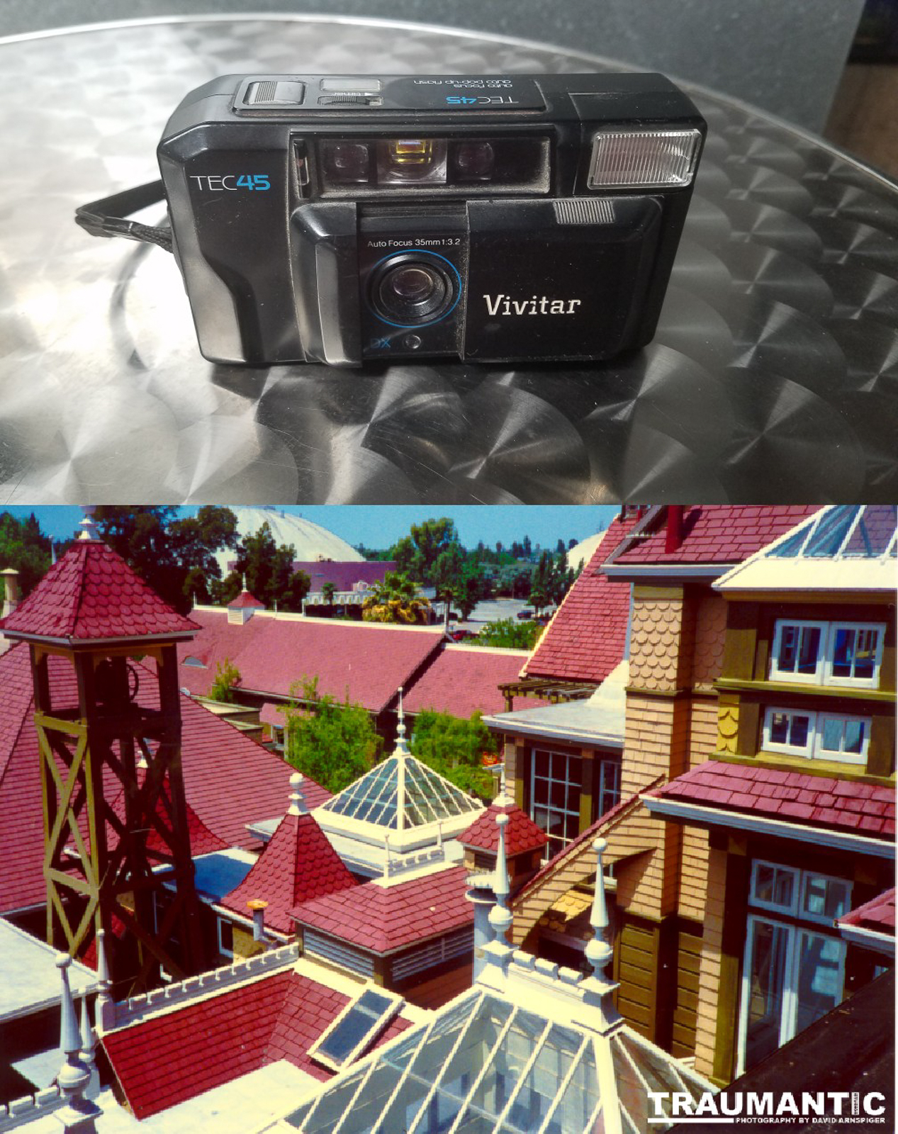 Rooftops at Winchester Mystery House and the camera I used.