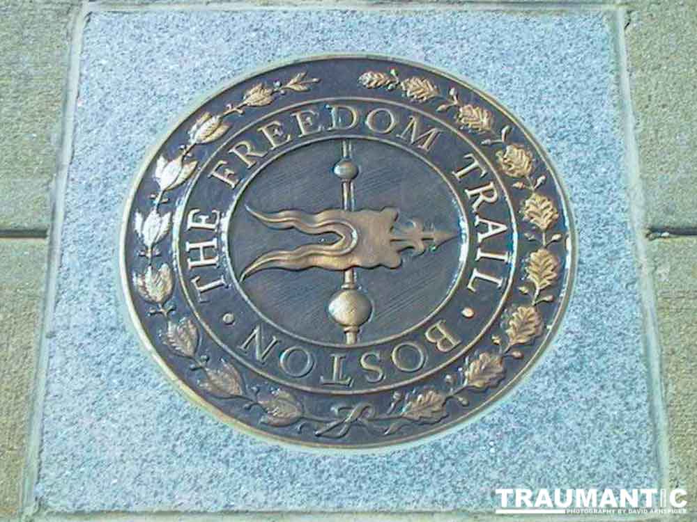 Freedom Trail Medallion in sidewalk