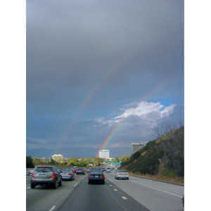 A double rainbow on the 405 and 101 freeways.