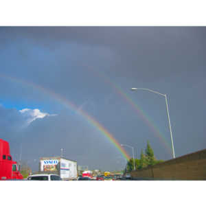 A double rainbow on the 405 and 101 freeways.