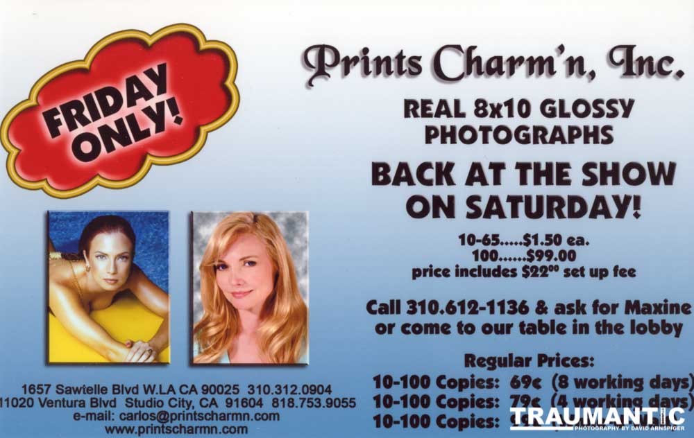 An ad for a print company featuring my portrait of Cindy Morgan