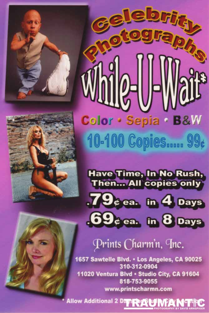 An ad for a print company featuring my portrait of Cindy Morgan