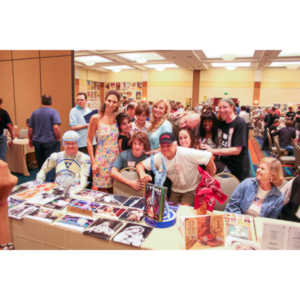 July 2006 Hollywood Collector's Show at the Burbank Airport Hilton.

I was there working for Cindy Morgan who had a front signing table with  Bruce Boxleitner and Jay Maynard, TRON Guy.

Cindy and her Horrorween co-stars.