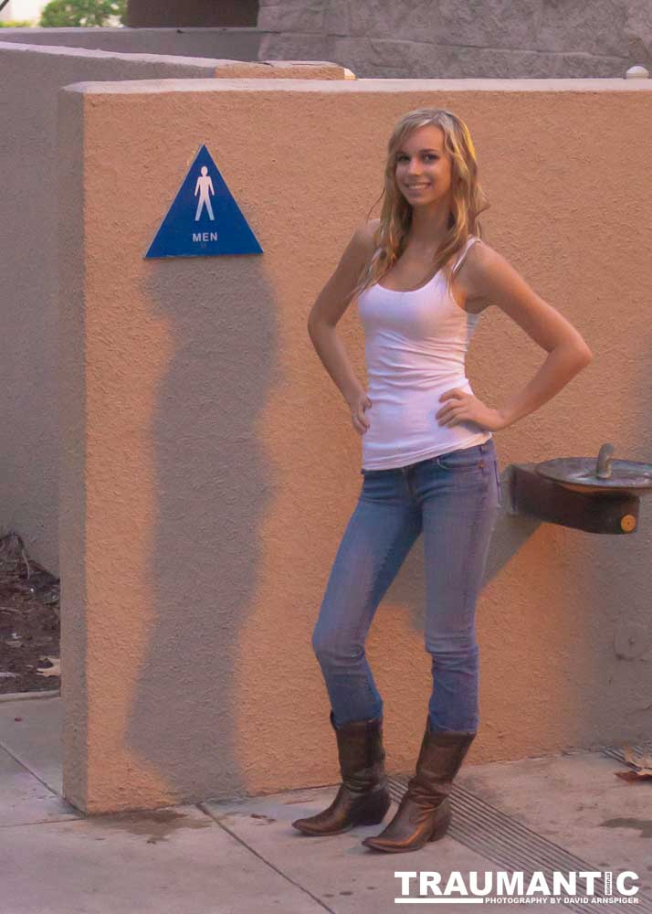 Standing by the infamous George Michael bathroom in Beverly Hills.