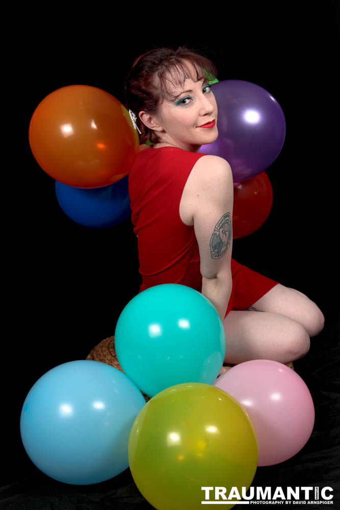 Rebecca is always up for a shoot.  This shoot was an example of the two of us just getting together to try out an idea.  I wanted to do a balloon pinup, and she popped over and helped me make it happen.