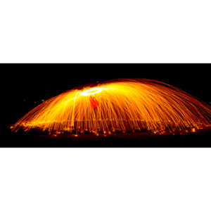 Steel wool ignited, spun  and captured in long exposure.