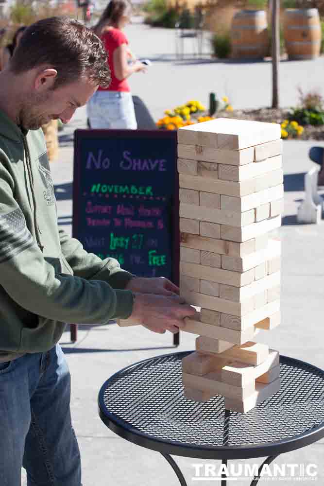 I happened upon this young couple playing Giant Jenga.