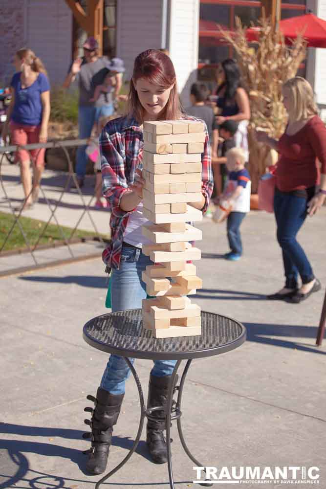 I happened upon this young couple playing Giant Jenga.