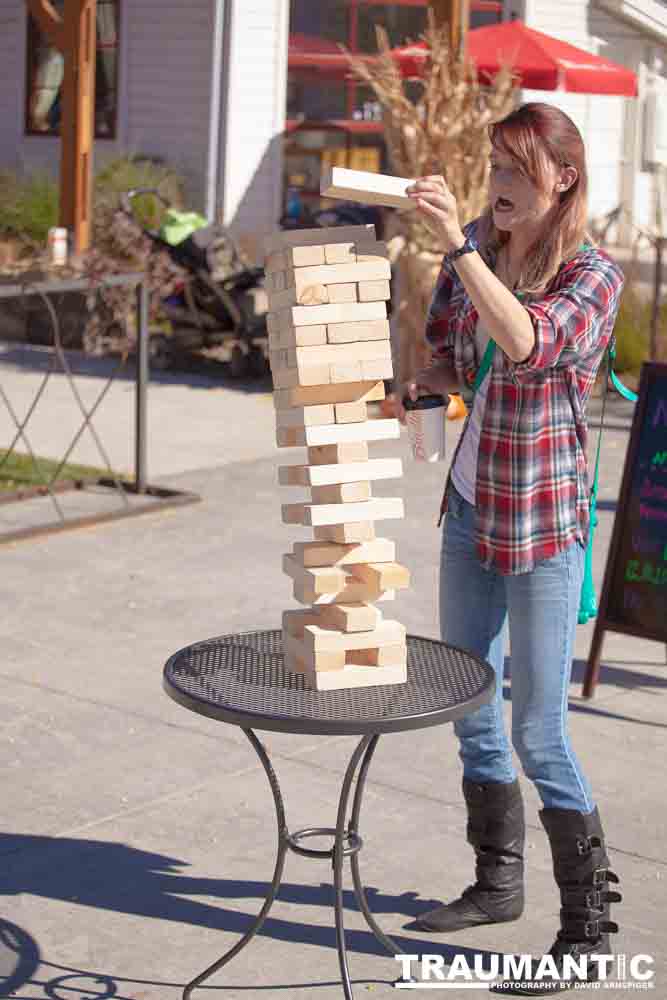 I happened upon this young couple playing Giant Jenga.