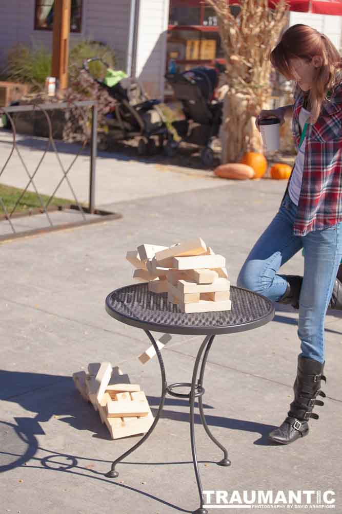 I happened upon this young couple playing Giant Jenga.