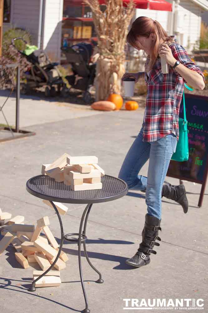 I happened upon this young couple playing Giant Jenga.