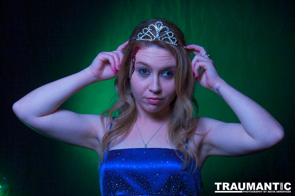 Whitney took me up on a shoot and tried out a look as a dead Prom Queen.  Once we got the green filters working, she looked great.