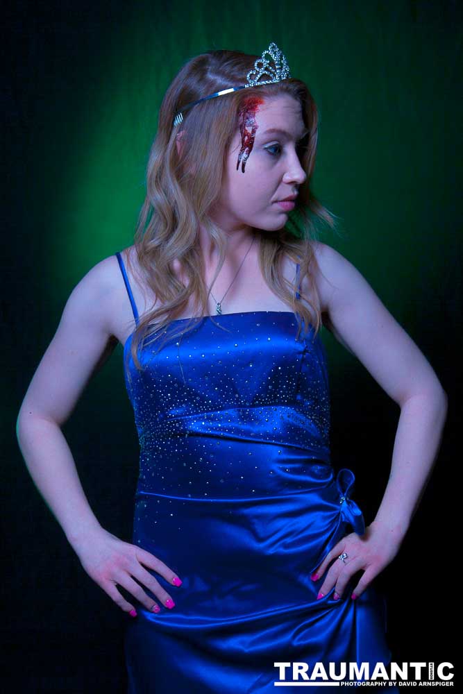 Whitney took me up on a shoot and tried out a look as a dead Prom Queen.  Once we got the green filters working, she looked great.