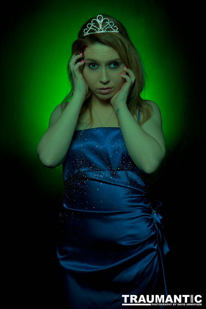 Whitney took me up on a shoot and tried out a look as a dead Prom Queen.  Once we got the green filters working, she looked great.