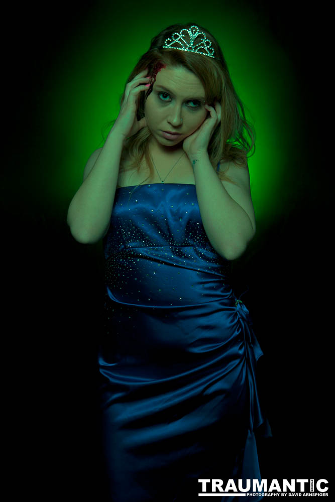 Whitney took me up on a shoot and tried out a look as a dead Prom Queen.  Once we got the green filters working, she looked great.