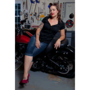 Jamie's pinup shoot with her great motorcycle.