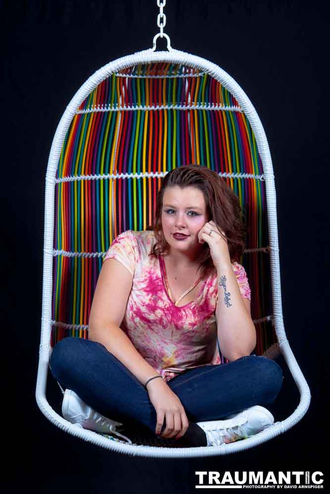 The hanging chair I owned finally got into a photo-shoot with Mary.