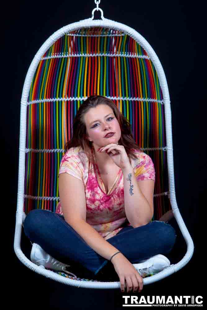 The hanging chair I owned finally got into a photo-shoot with Mary.