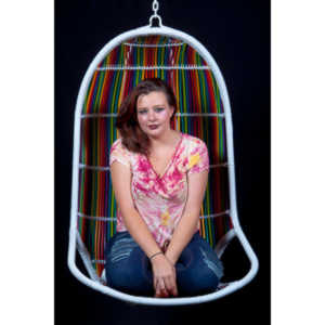 The hanging chair I owned finally got into a photo-shoot with Mary.