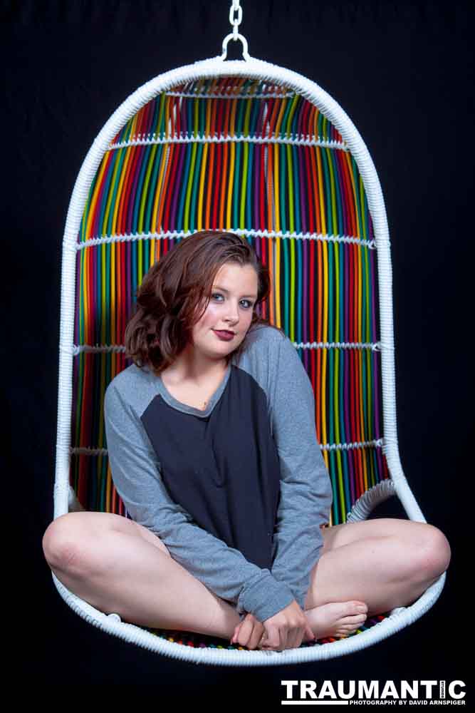 The hanging chair I owned finally got into a photo-shoot with Mary.