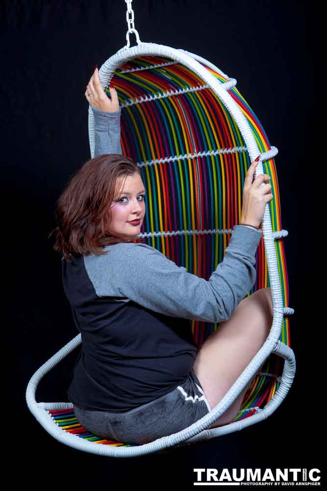 The hanging chair I owned finally got into a photo-shoot with Mary.