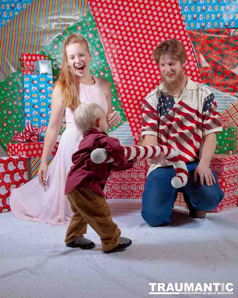 Emily, Greg and Gabriel came over and helped me do one last session on my Christmas setup.