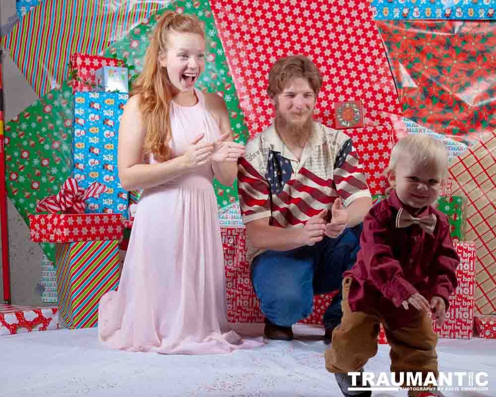 Emily, Greg and Gabriel came over and helped me do one last session on my Christmas setup.