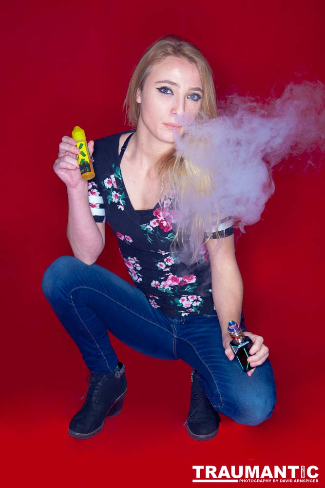Austin asked if she and Mary could come over with their friend Kat and do a quick shoot with a Vaping theme.  Here's what we were able to do on short notice.